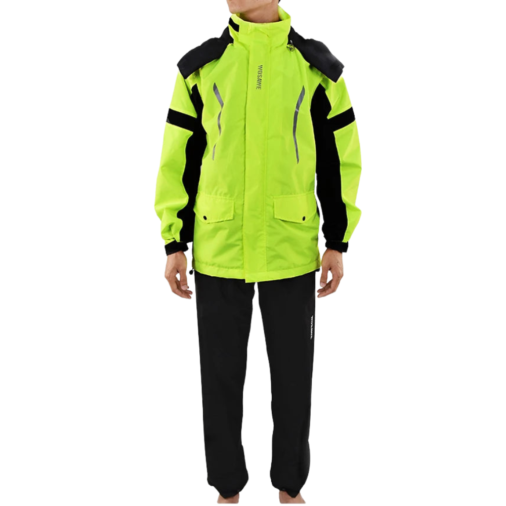 Amarae | Men's Waterproof Motorcycle Rain Jacket - Reflective Black/Green S-2XL