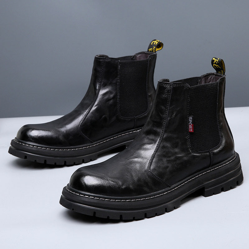 Men's Chelsea boots, lined, vintage style, leather