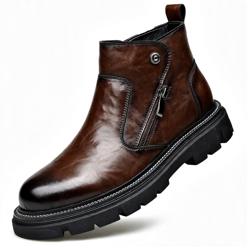 Men's Chelsea boots made of genuine leather with zipper