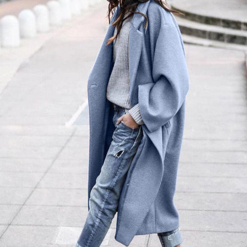 Amarae | Coat - Plus size wool blend - Long with large lapels - Open front