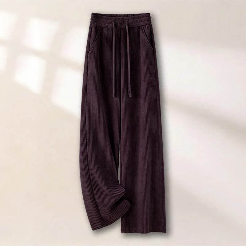 Padded cord wide-leg trousers with a straight cut