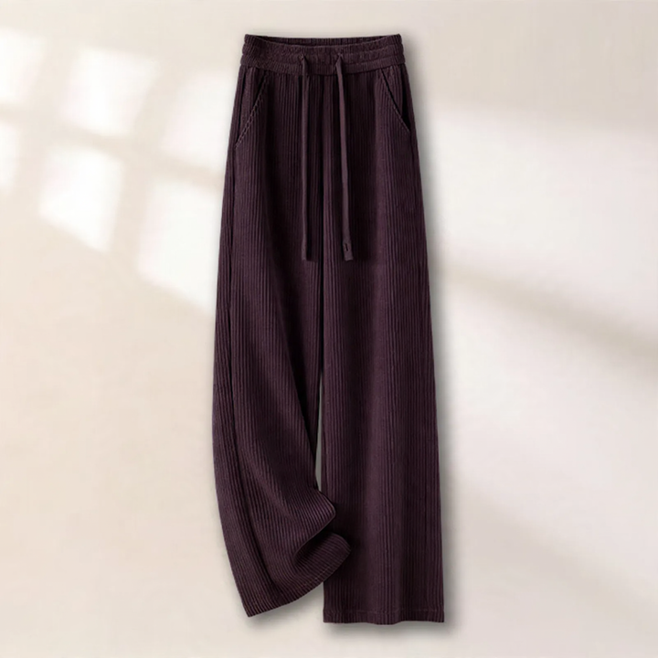 Padded cord wide-leg trousers with a straight cut