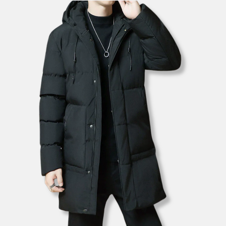 Amarae | Long Padded Jacket - Windproof and Water-Repellent - With Hood and Zipper Closure