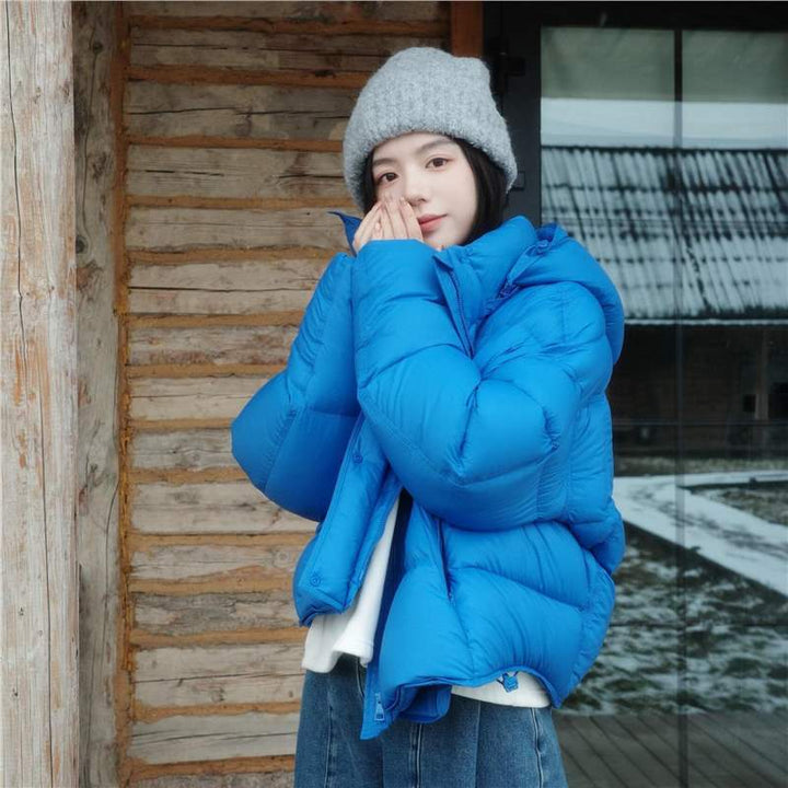 Short down jacket with hood, 90% white goose down