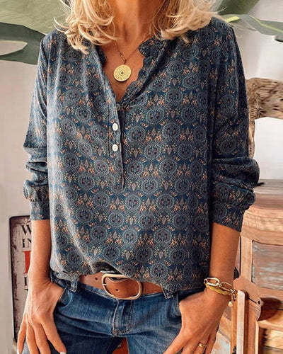 Amarae | Blouse with Long Sleeves and Vintage Print