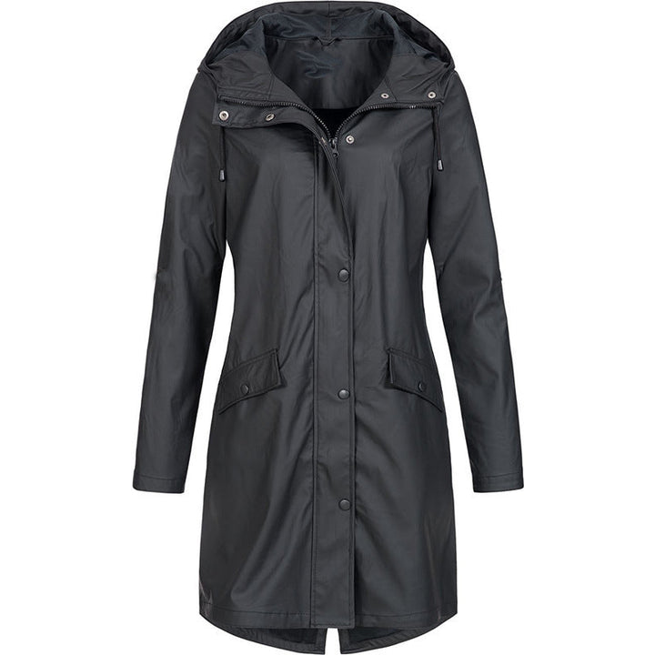 Amarae | Women's raincoat with hood and adjustable belt, waterproof