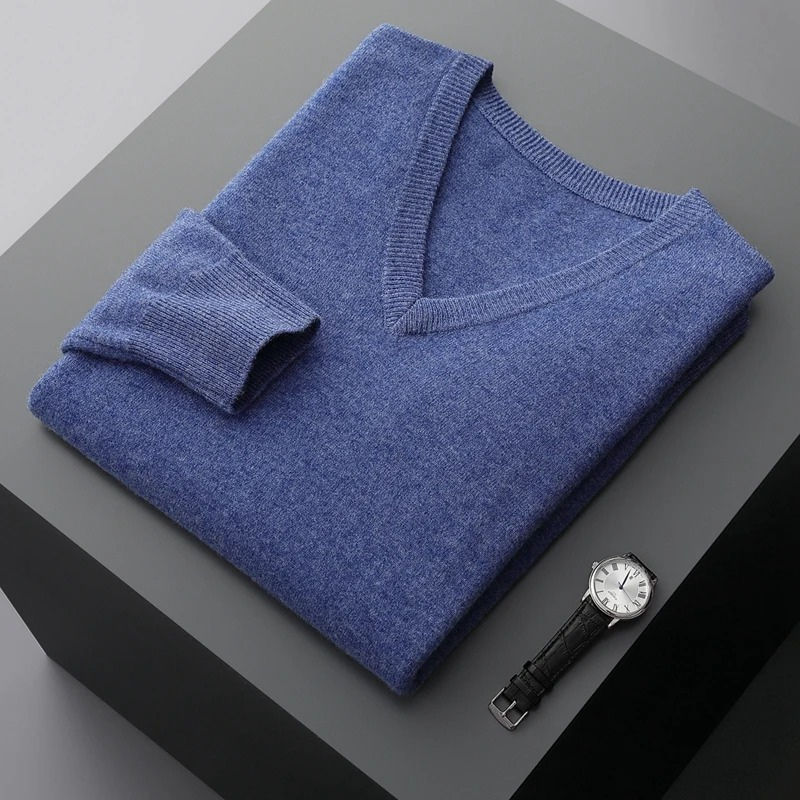 Chic Und Stil | Cashmere Sweater Men V Neck Soft Cashmere Knit Material