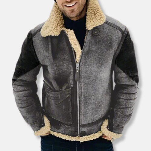 Amarae | Suede Aviator Jacket - Collar Jacket Lined with Shearling