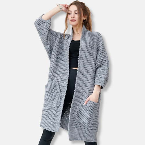 Amarae | Sweater coat - Oversized fit - Open front - Patch pockets - Ribbed edges