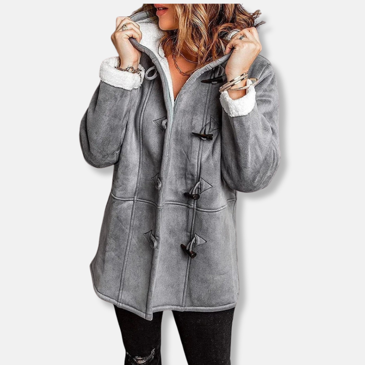 Lune London | Jacket - Fleece - Hood - Button closure - Casual fit - Mid-length