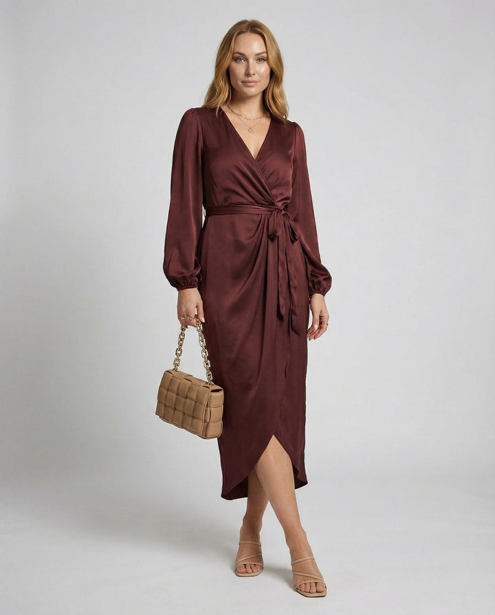Elegant Wrap Dress Women Midi | Heidi Fashion