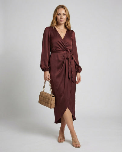 Elegant Wrap Dress Women Midi | Heidi Fashion