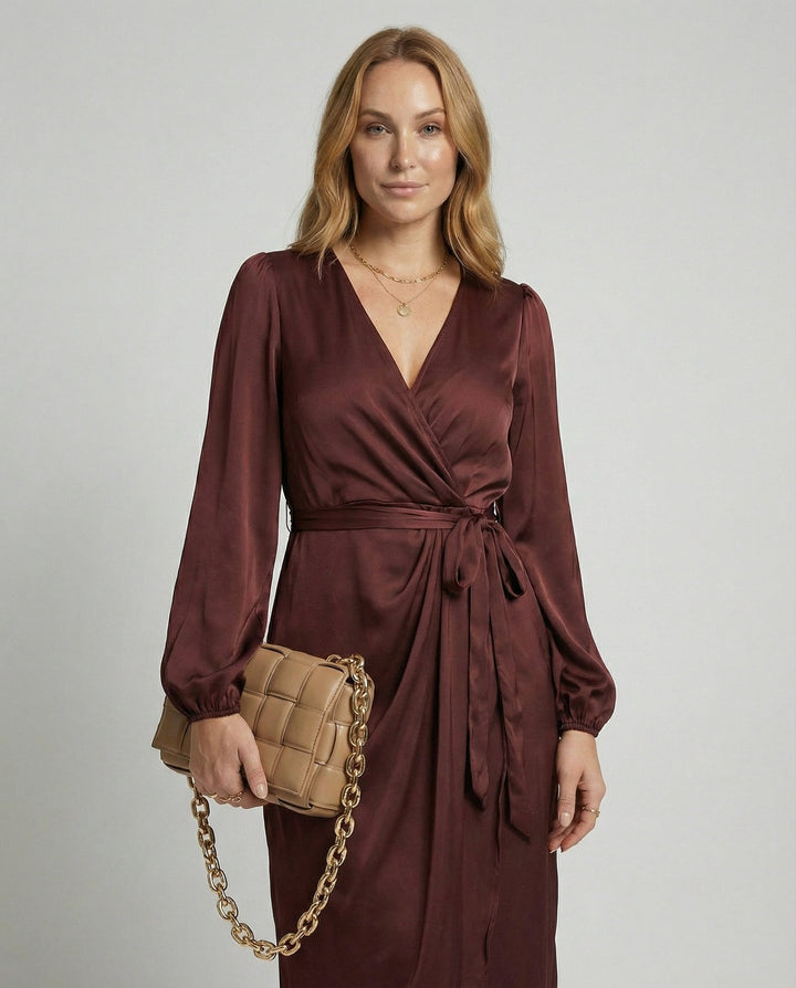 Elegant Wrap Dress Women Midi | Heidi Fashion