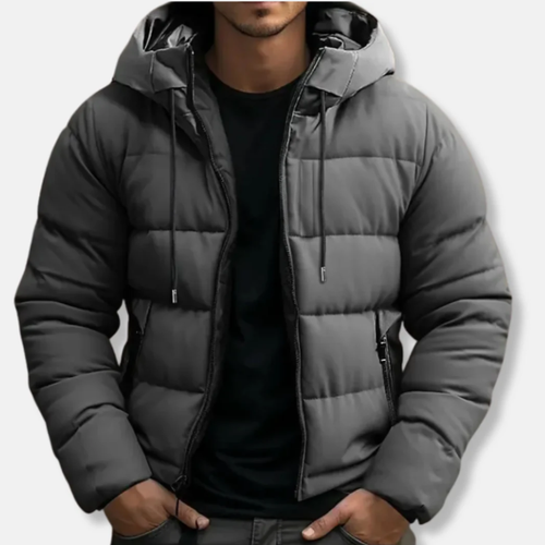 Amarae | Quilted Hooded Puffer Jacket - With Drawstring Hood Zipper Puffer Jacket