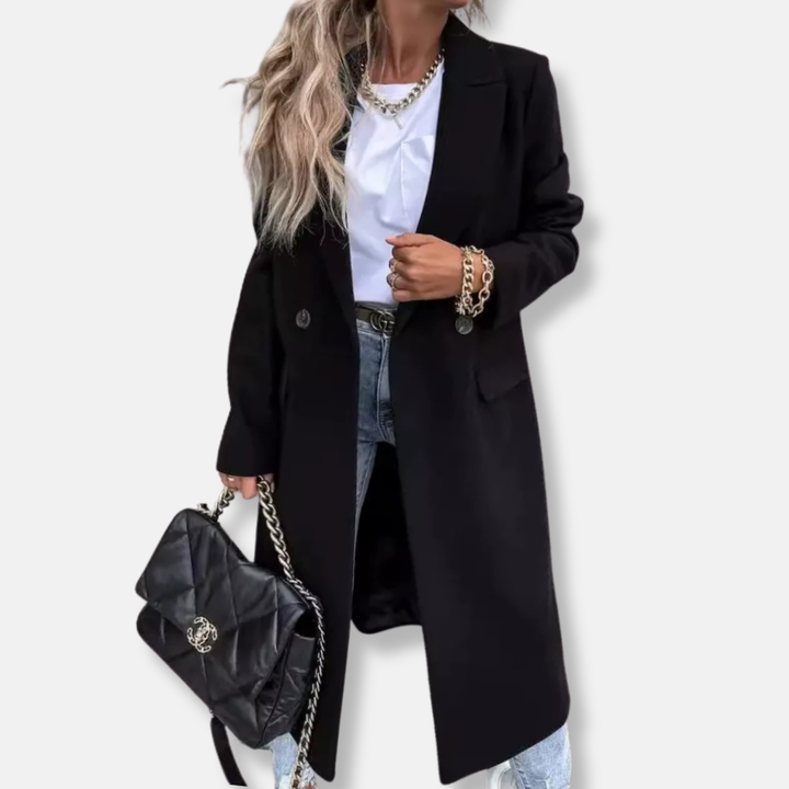 Amarae | Longer Coat - Tailored Fit - Wool - Button Closure - Classic Lapel