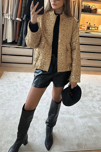 Amarae | Collar Zip Pocket Sequin Jacket