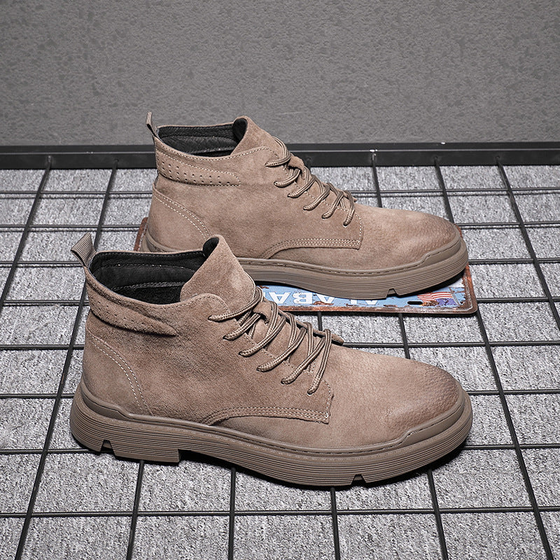 Men's martin boots made of pigskin leather, retro style