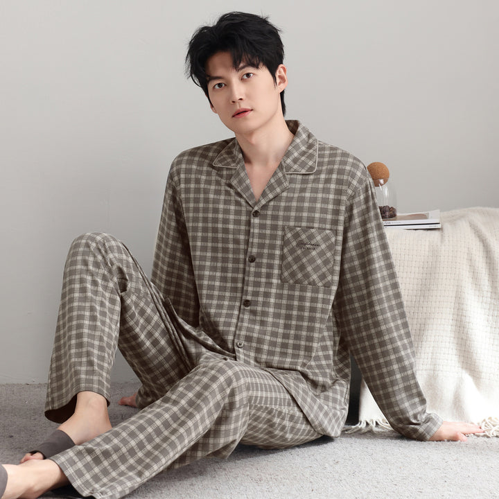 Men's Pajama Set, checkered, cotton, vintage style