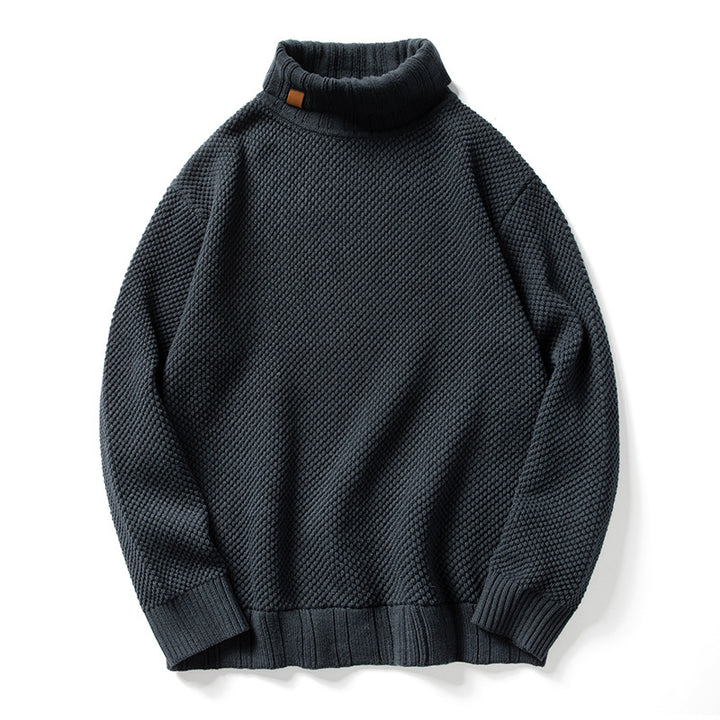 Men's knitted sweater with roll neck in retro style