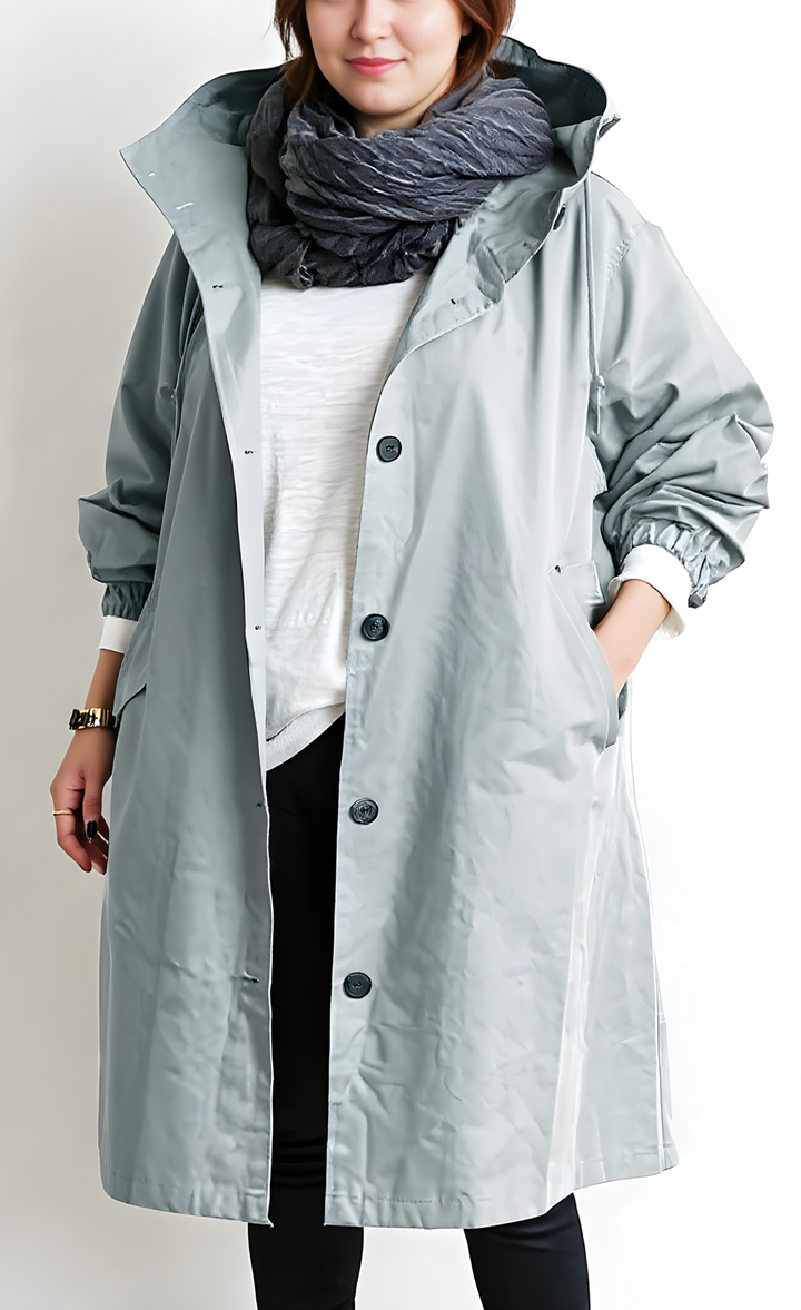 Amarae | Women’s trench coat with hood - Plus sizes