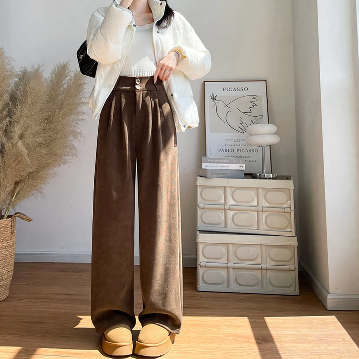 Women's corduroy pants in business style, lined