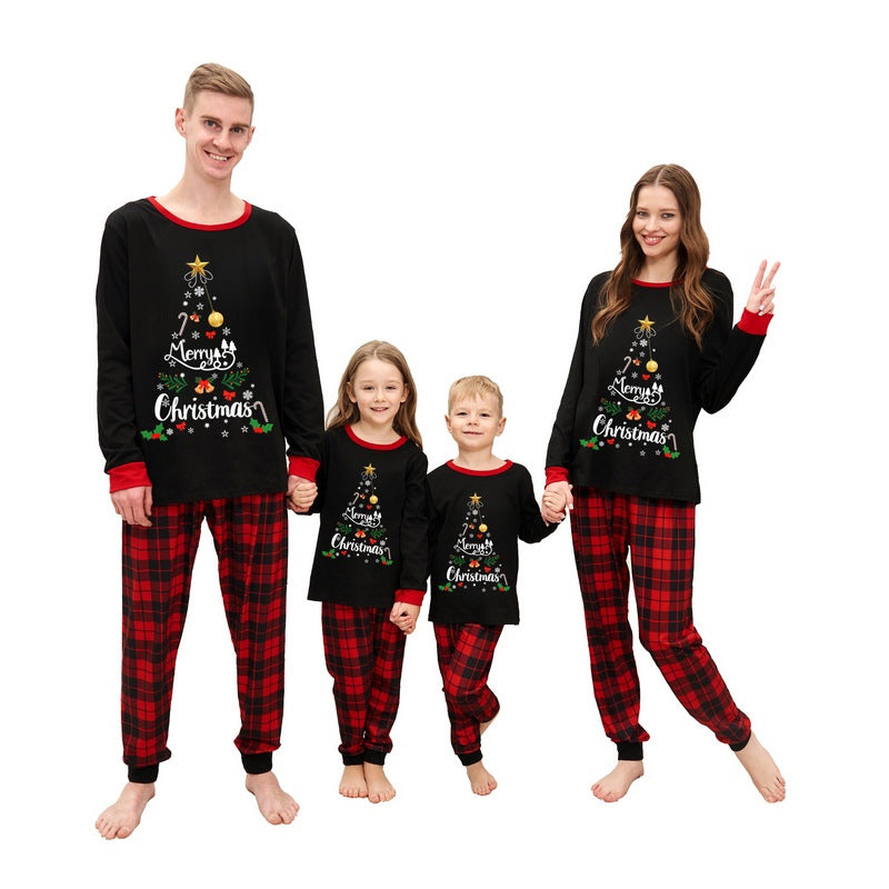 Christmas Family Pajama Set with Check Pattern