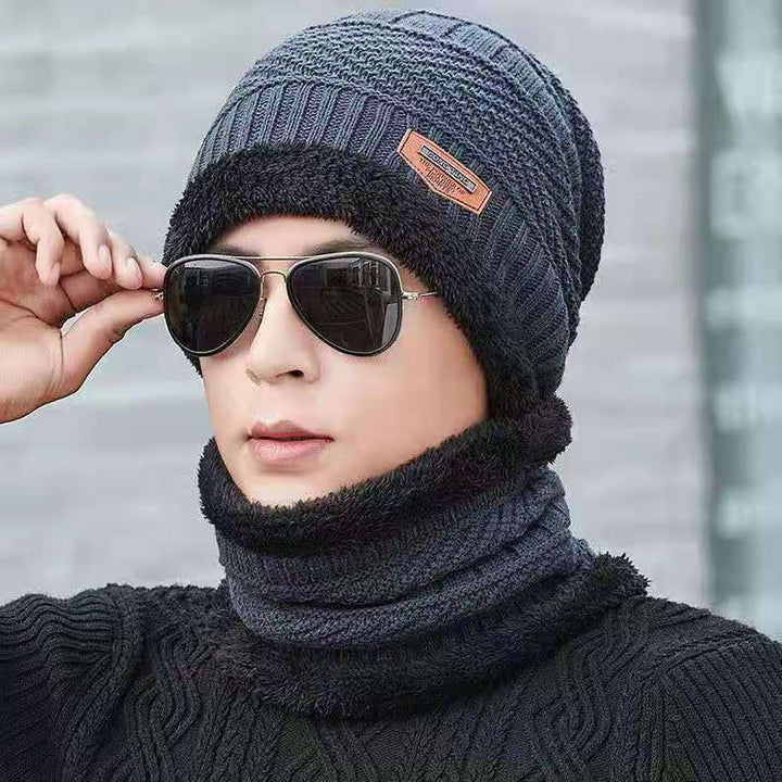 Knitted beanie and scarf set, lined, winter