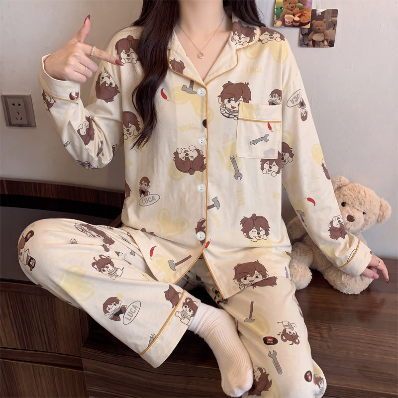 Ladies' Pajamas, Long Sleeve, Checked, Cotton Imitation