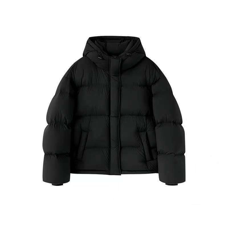 Short down jacket with hood for women