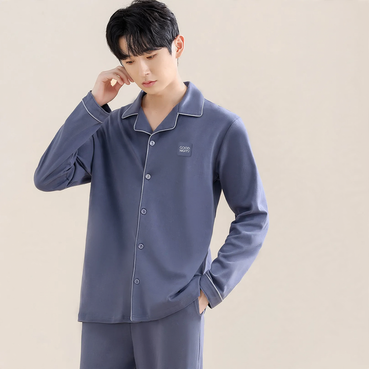 Men's tracksuit, 100% cotton, long-sleeved, breathable