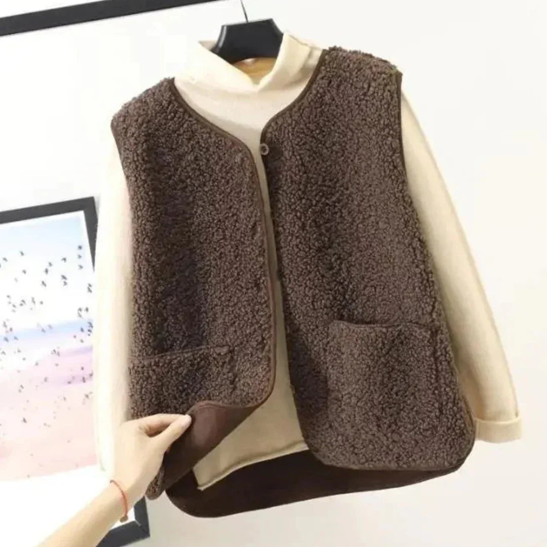 Amarae | Warm Without Sleeves for Women Button Closure