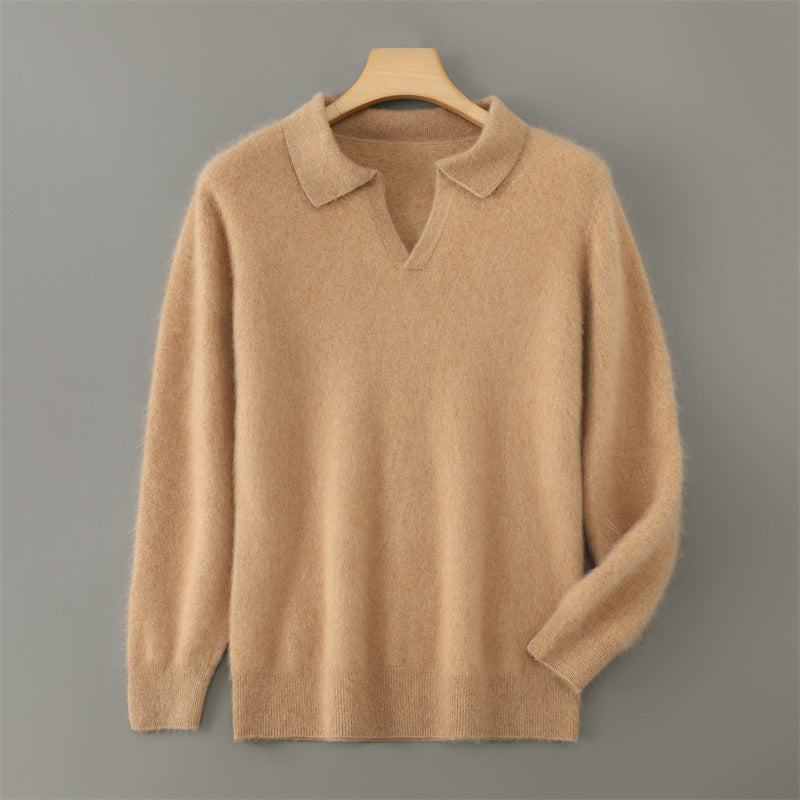 Men's wool sweater with collar, business casual
