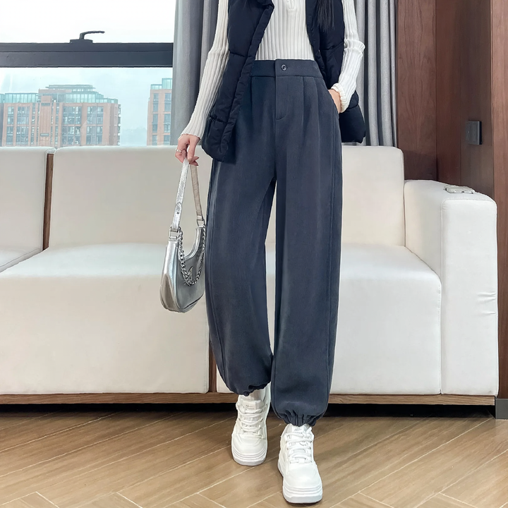 Padded Chenille Cord Jogging Pants