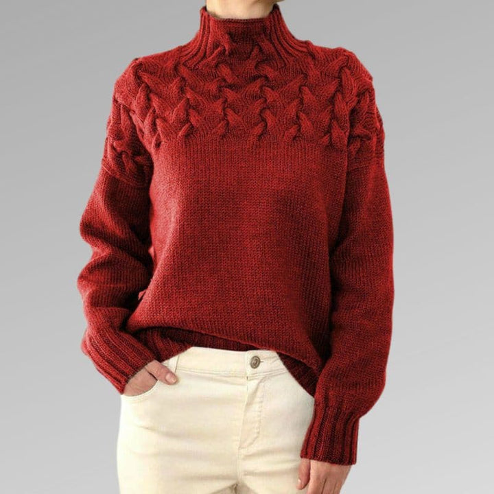 Lune London | Knit sweater - Soft wool blend - Cable knit & ribbed details - High collar
