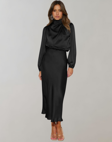 Amarae | Long-Sleeve Satin Dress