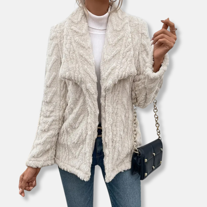 Amarae | Fleece jacket - Casual cut - Shawl collar - Open front - Hip length