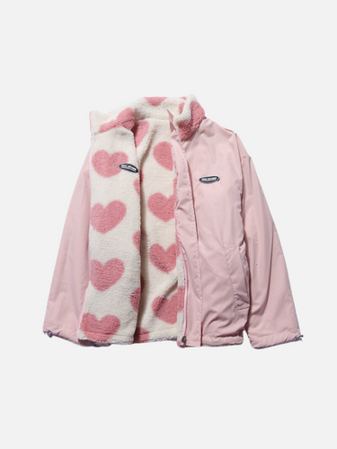 Amarae | Warm autumn jacket with comfortable lining and pretty heart pattern