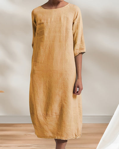 Amarae | Ladies Casual Linen Look Simple Midi Dress
