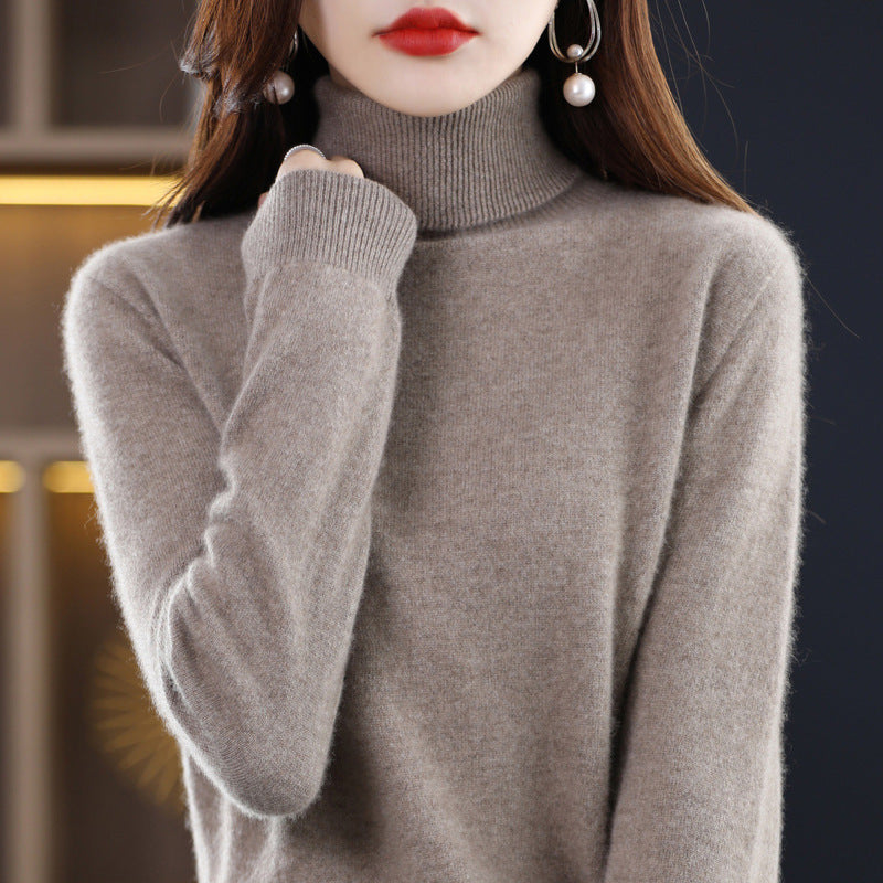 Elegant women's turtleneck sweater, knit, loose fit