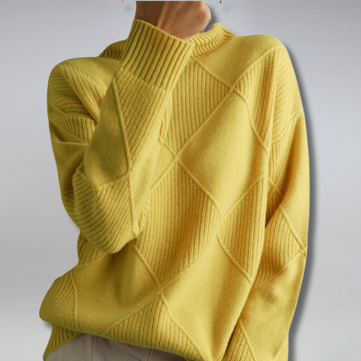 Lune London | Women's Loose Fit Roll Neck Casual Knit Sweater