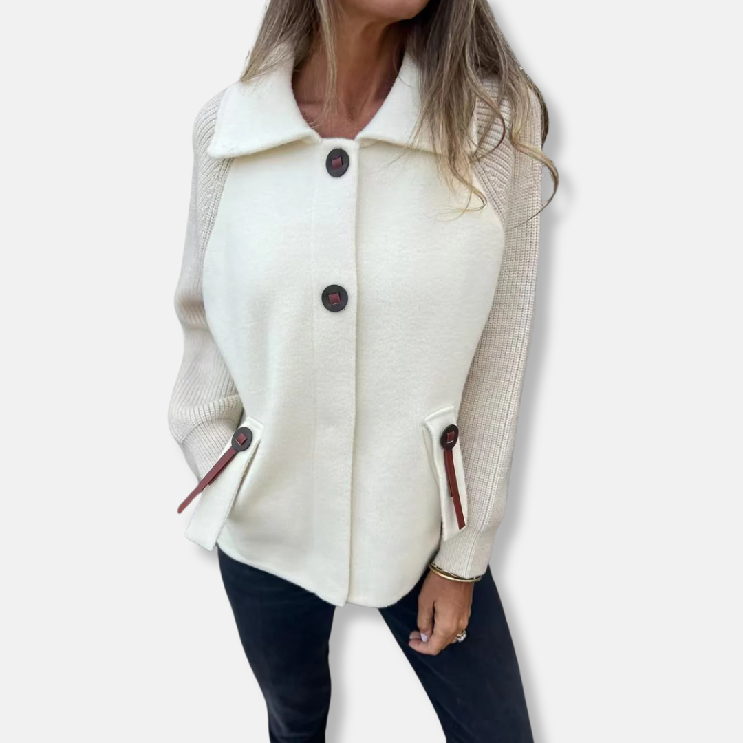 Amarae | Jacket - Casual Cut - Knitted Sleeves - With Lapel - Button Closure