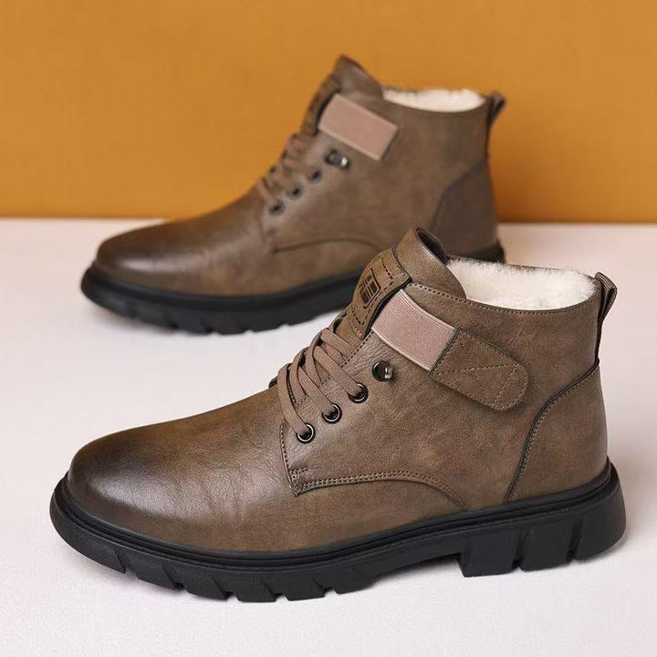 Padded men's boots, high-top, synthetic PU, winter