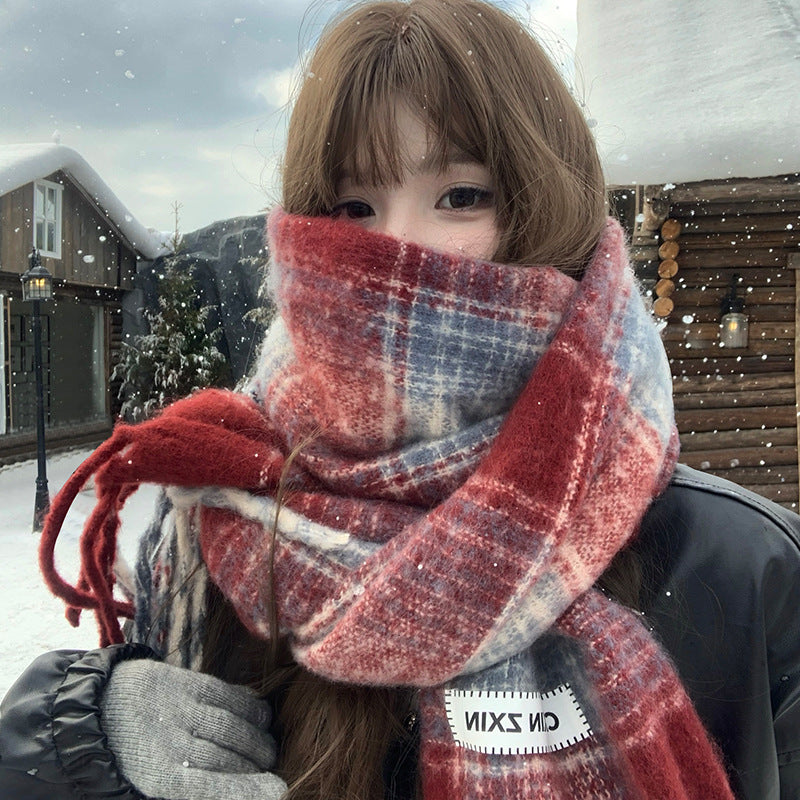 Checked scarf with gradient