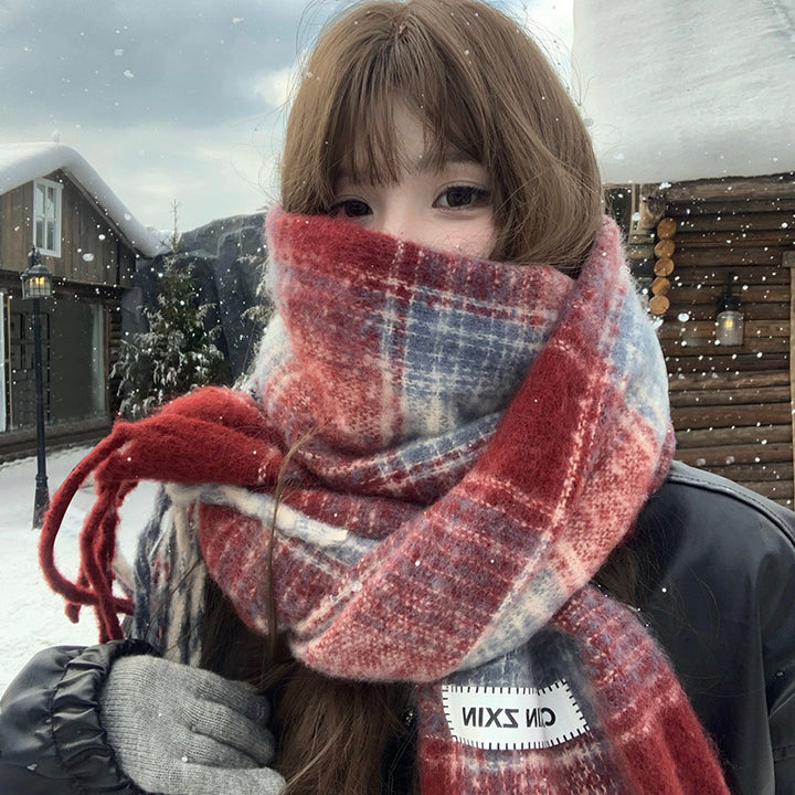 Checked scarf with gradient