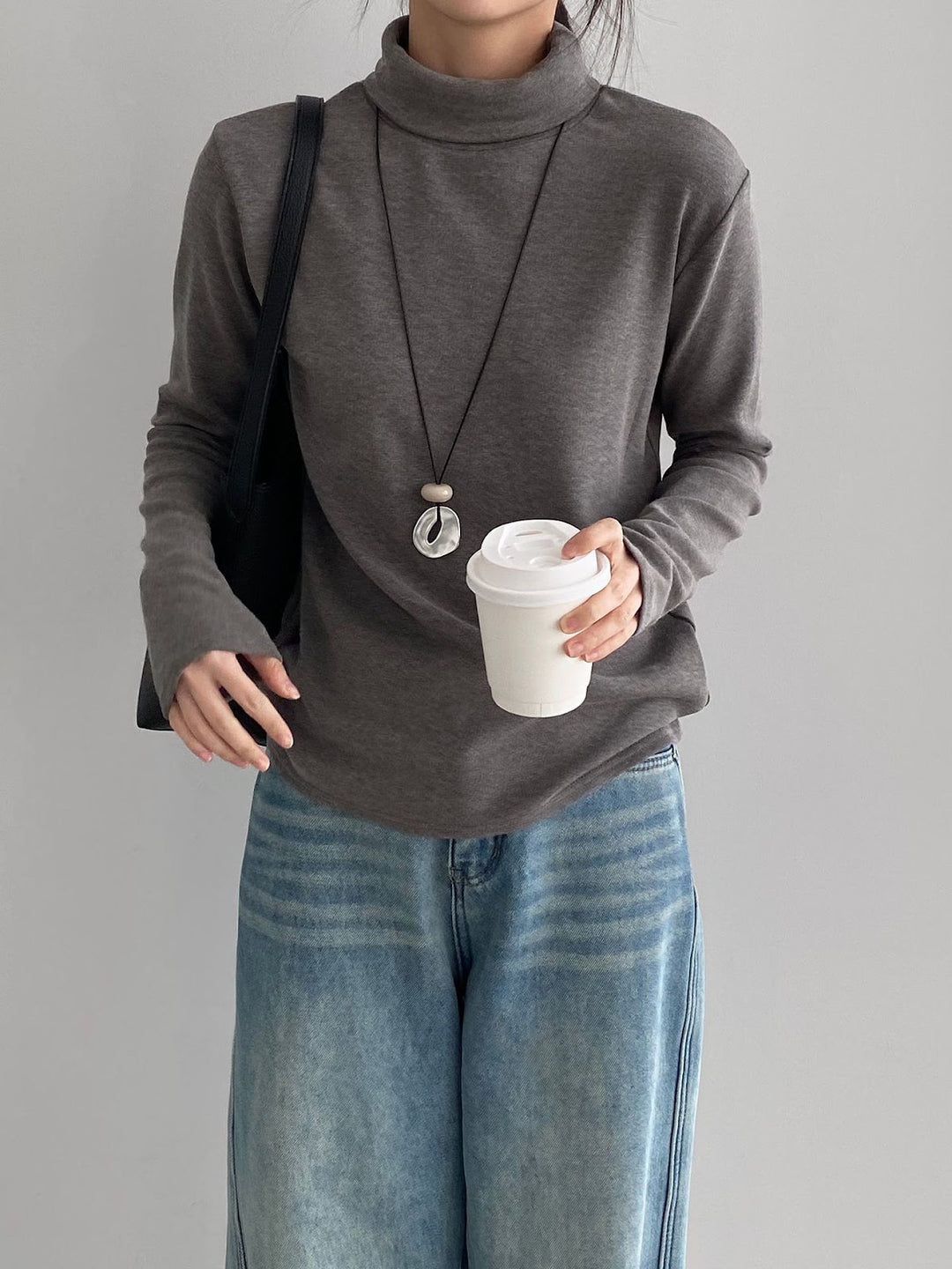 Women's knitted sweater with stand-up collar, soft