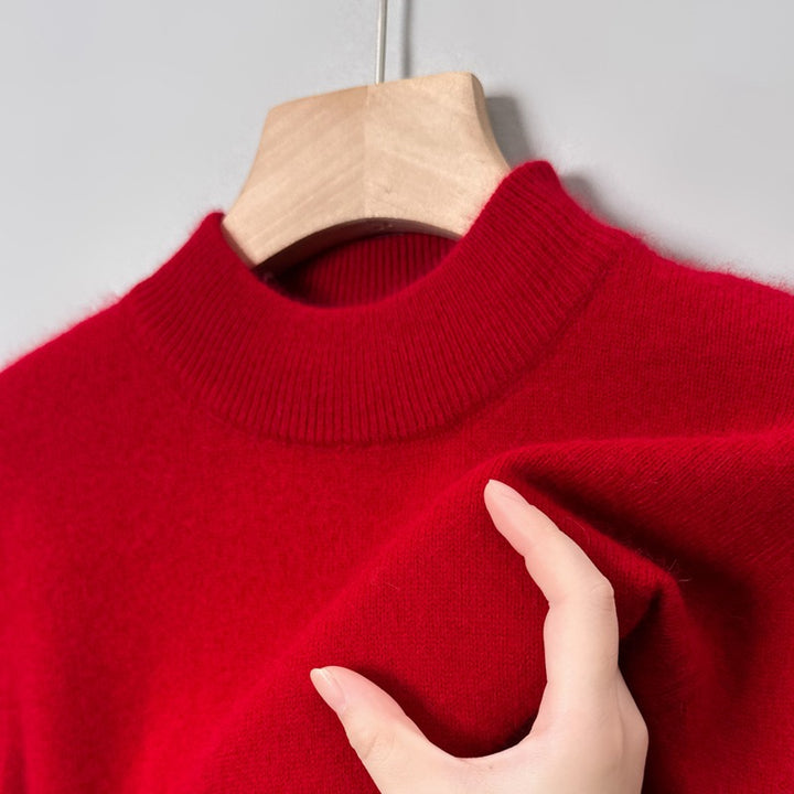 Men's knit sweater with stand-up collar, long-sleeved