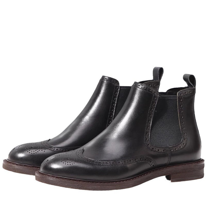 Men's Chelsea boots made of genuine leather with platform