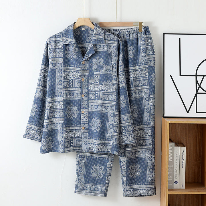 Men's pajama set made from yarn-dyed cotton