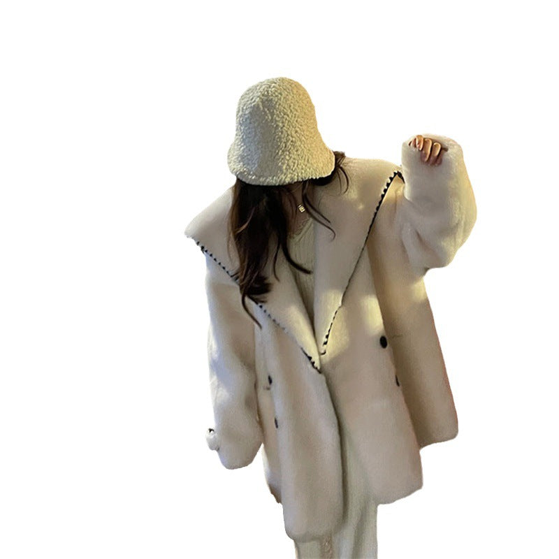 Women's Lambskin Coat with Sailor Collar