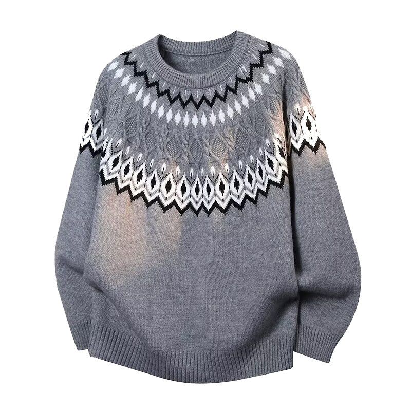 Men's knitted sweater with Fair Isle pattern
